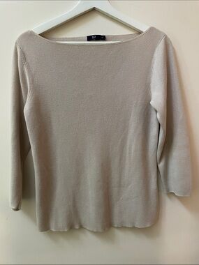GAP Boatneck Cotton Knit Ribbed Sweater